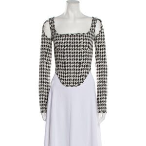 PRISCAVera Houndstooth Cutout Corset Top Size S Made in New York
